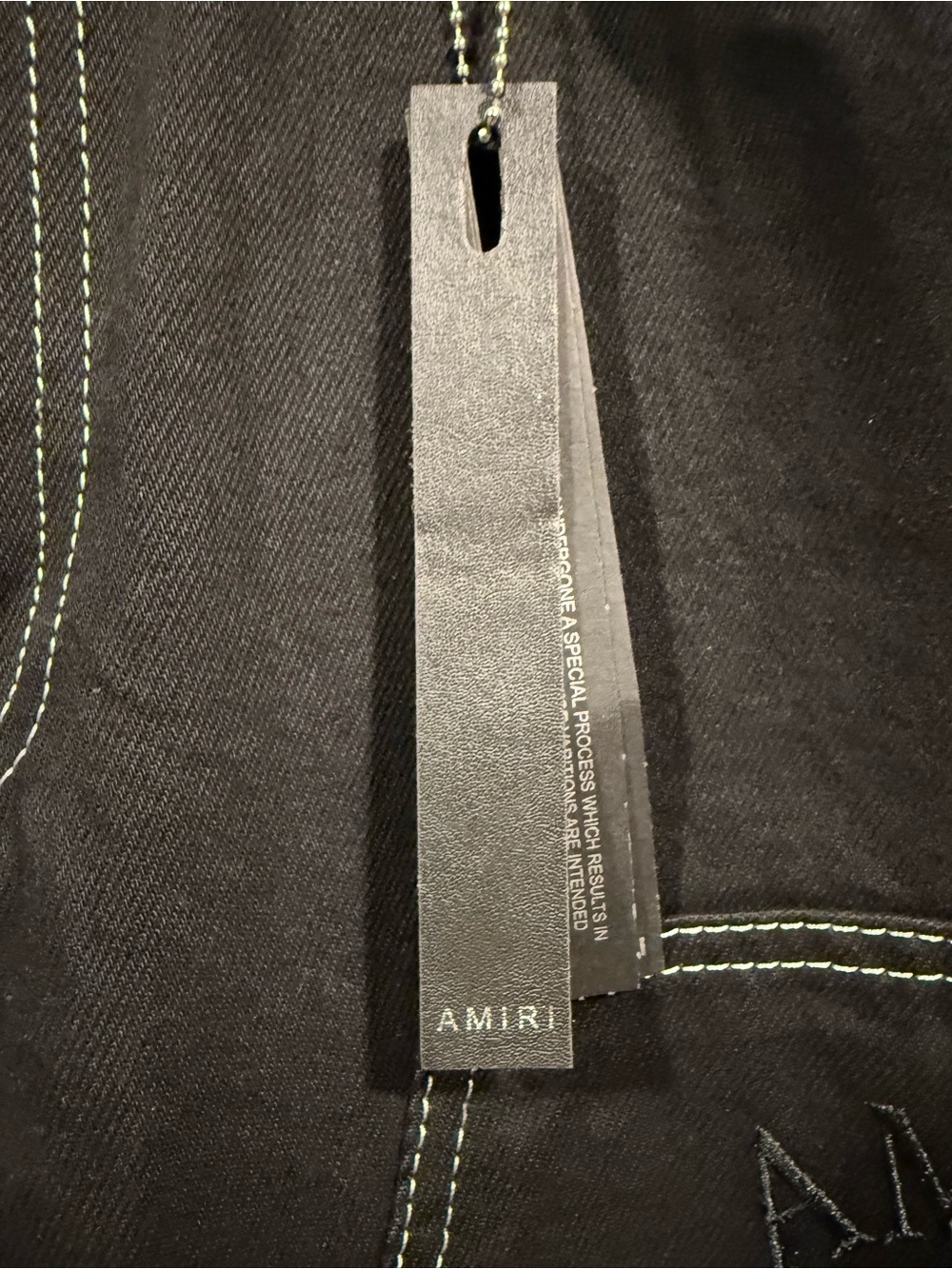 AMIRI Rare mens Black Straight Carpenter Jeans with Contrast white Stitching image 5